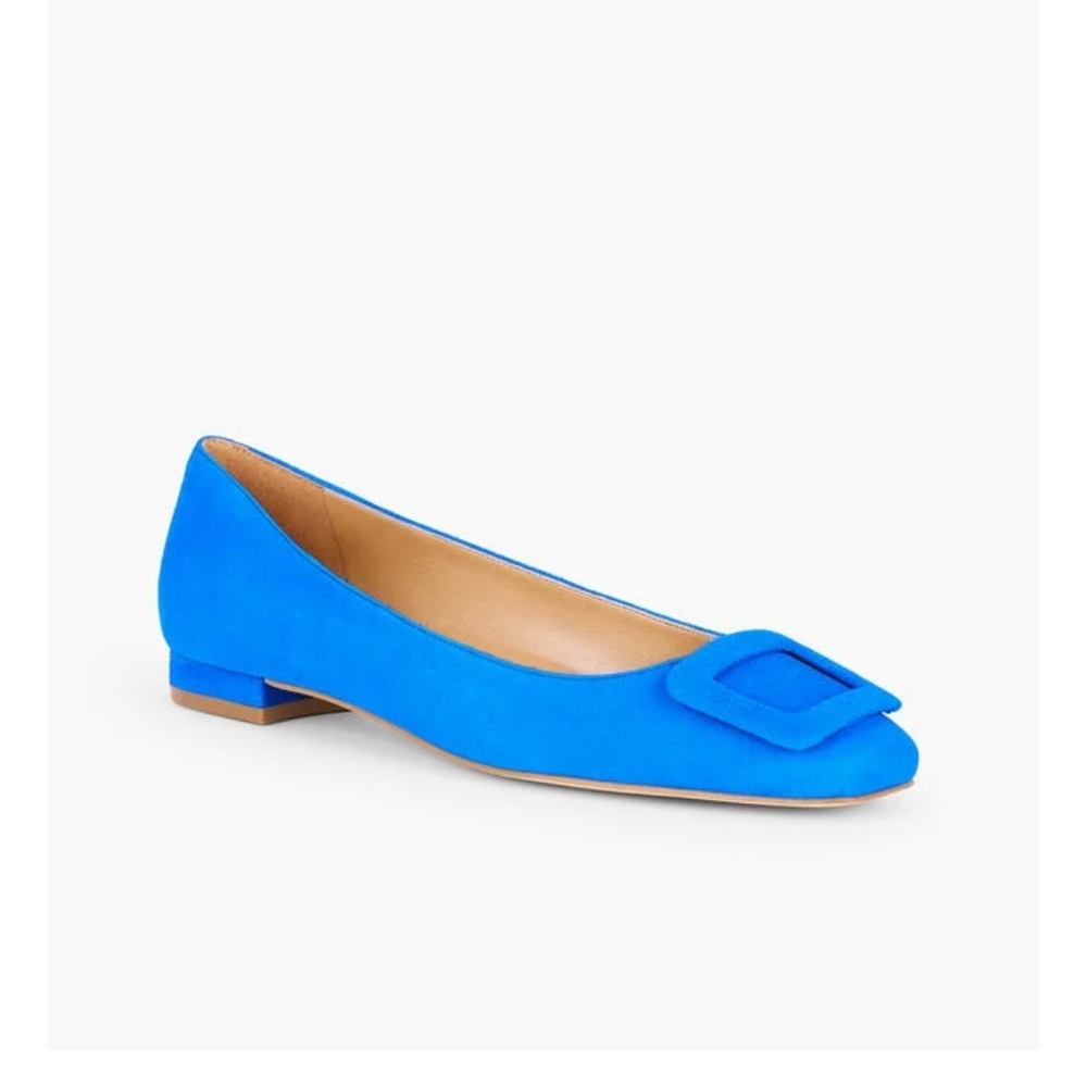 Talbots Blue Ballet Flats with Suede Finish and Decorative Buckle